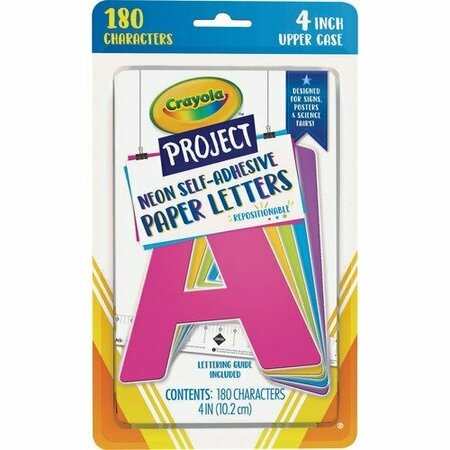 PACON Letters, Self-adhesive, 4inH, 154 Pieces, AST Neon, 180PK PACP1646CRA